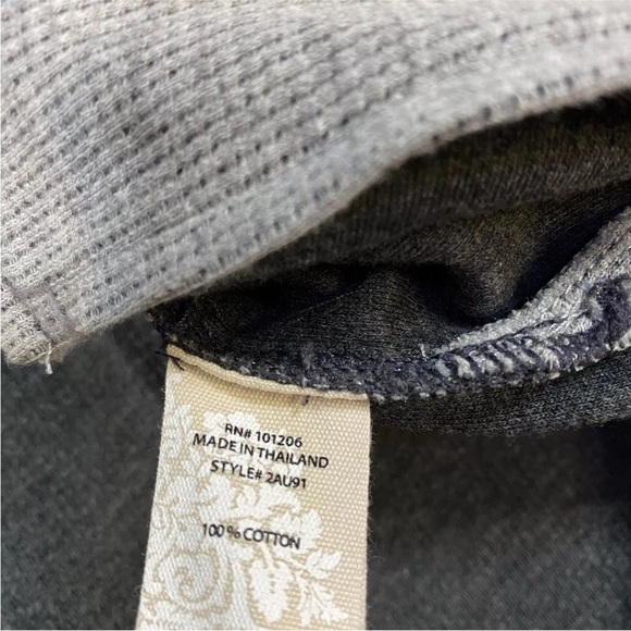 Soft Surroundings Sydney Shirt Medium Gray Waffle Tab Sleeves Cotton 2AU91 - Picture 6 of 7